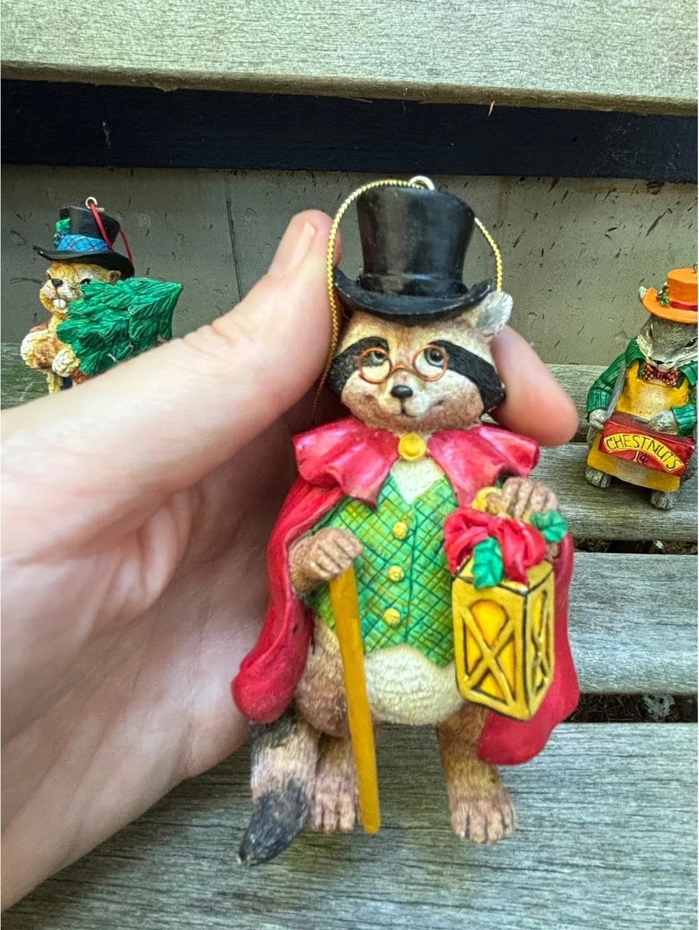 Set of 4 Vintage Woodland Animal Christmas Ornaments